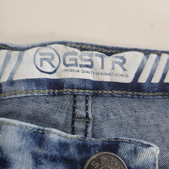 R GSTR Acid Wash Jeans Mens (Actual 33x30) Stretch Distressed Grunge Streetwear - Picture 11 of 13